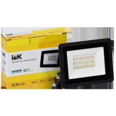 Прожектор СДО 06-20 светодиодный черный IP65 4000K IEK