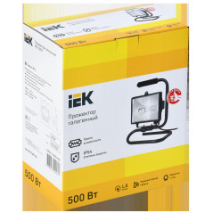 Прожектор ИО500П(переноска) галогенный черный IP54 IEK