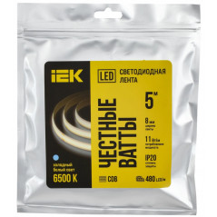 Лента LED 5м COB-480LED 11Вт/м IP20 8мм 24В 6500К IEK