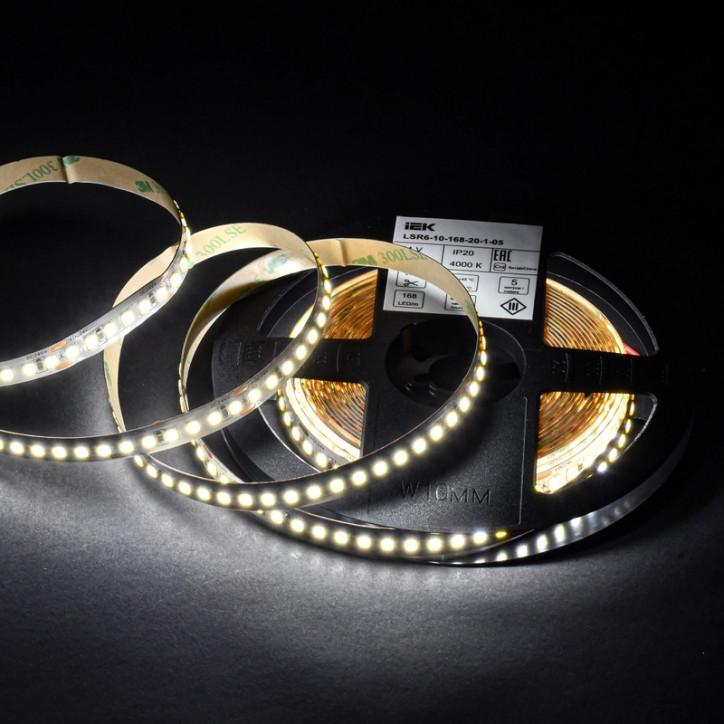 Лента светодиодная 5м SMD2835 168LED/м 14Вт/м IP20 ширина 10мм 24В нейтральный белый IEK Лента светодиодная 5м SMD2835 168LED/м 14Вт/м IP20 ширина 10мм 24В нейтральный белый IEK