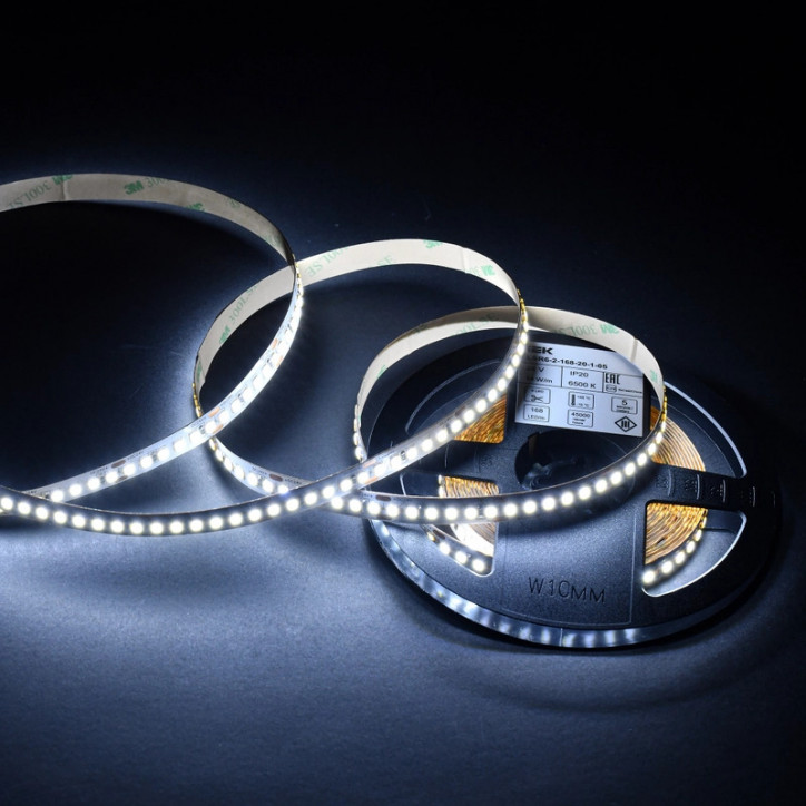 Лента светодиодная 5м SMD2835 168LED/м 14Вт/м IP20 ширина 10мм 24В холодный белый IEK Лента светодиодная 5м SMD2835 168LED/м 14Вт/м IP20 ширина 10мм 24В холодный белый IEK