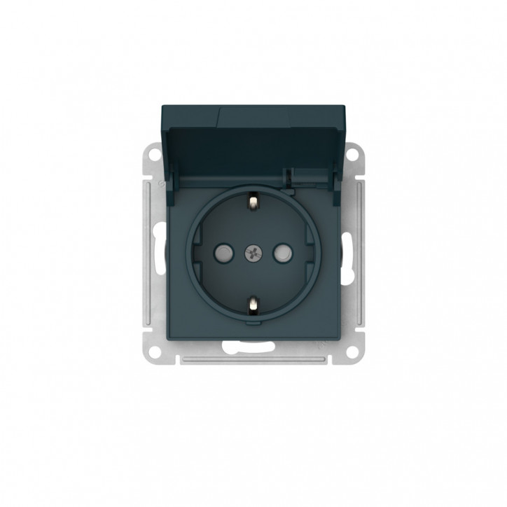 ATLASDESIGN РОЗЕТКА с заземлением со шторкой с крышкой, 16А, IP20, быстрозажимные клеммы, ИЗУМРУД ATLASDESIGN РОЗЕТКА с заземлением со шторкой с крышкой, 16А, IP20, быстрозажимные клеммы, ИЗУМРУД