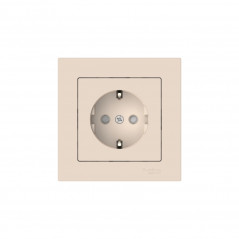 ATLASDESIGN РОЗЕТКА с заземлением со шторками, 16А, в сборе, быстрозажимные клеммы, БЕЖЕВЫЙ