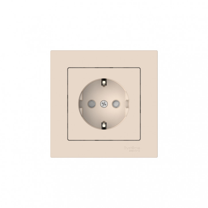 ATLASDESIGN РОЗЕТКА с заземлением со шторками, 16А, в сборе, быстрозажимные клеммы, БЕЖЕВЫЙ