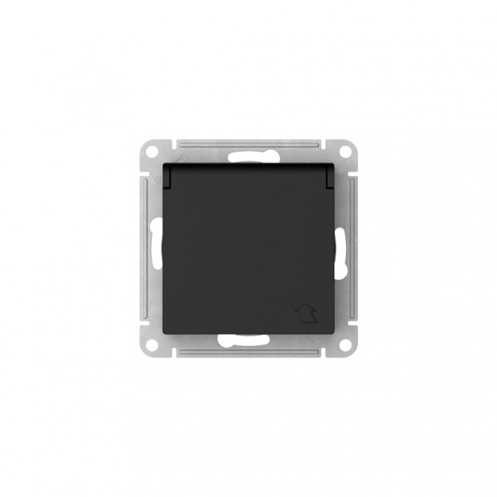 ATLASDESIGN РОЗЕТКА с заземл. со шторк. с крышкой, 16А, IP20,мех., быстрозажимные клеммы, КАРБОН ATLASDESIGN РОЗЕТКА с заземл. со шторк. с крышкой, 16А, IP20,мех., быстрозажимные клеммы, КАРБОН