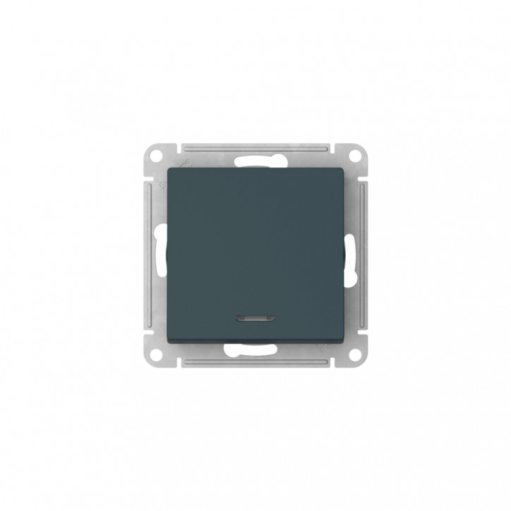 ATLASDESIGN 1-клавишный ПЕРЕКЛЮЧАТЕЛЬ с подсветкой, сх.6а, 10АХ, быстрозажимные клеммы, ИЗУМРУД