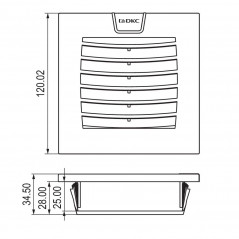 Вентиляционная решетка с фильтром ЭМС 120x120 мм, IP54