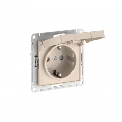 ATLASDESIGN РОЗЕТКА с заземлением со штораками с крышкой, 16А,IP20,мех., быстрозажимные клеммы, БЕЖЕВЫЙ