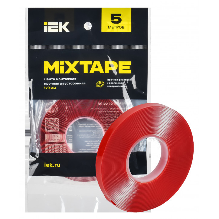 MIXTAPE PRO Лента монтажная прочная двусторонняя 1х9мм 5м IEK