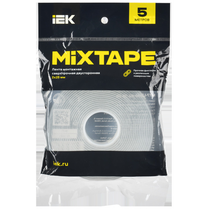 MIXTAPE PRO Лента монтажная сверхпрочная двусторонняя 2х25мм 5м IEK MIXTAPE PRO Лента монтажная сверхпрочная двусторонняя 2х25мм 5м IEK