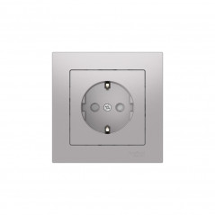 ATLASDESIGN РОЗЕТКА с заземлением со шторками, 16А, в сборе, быстрозажимные клеммы, АЛЮМИНИЙ