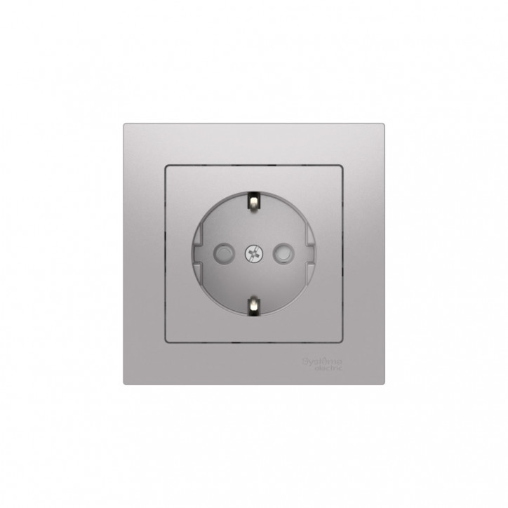 ATLASDESIGN РОЗЕТКА с заземлением со шторками, 16А, в сборе, быстрозажимные клеммы, АЛЮМИНИЙ ATLASDESIGN РОЗЕТКА с заземлением со шторками, 16А, в сборе, быстрозажимные клеммы, АЛЮМИНИЙ