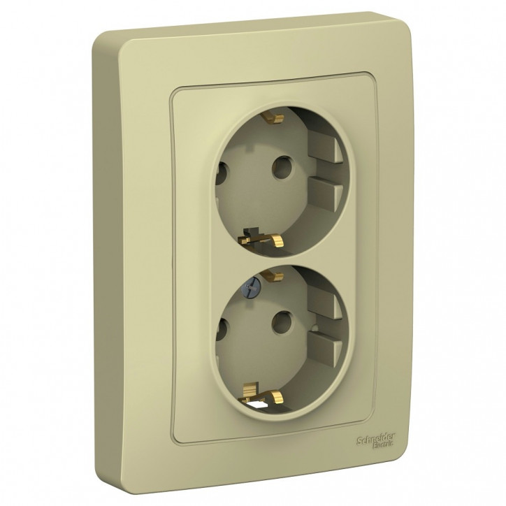 BLANCA С/У РОЗЕТКА двойная с заземлением без шторок, 16А, 250В, БЕЖЕВЫЙ BLANCA С/У РОЗЕТКА двойная с заземлением без шторок, 16А, 250В, БЕЖЕВЫЙ