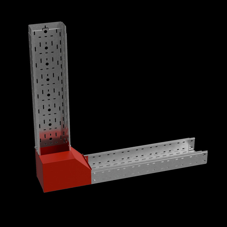 Угол верт. внутр. R 100х100 мм с разворотом трассы на 90 гр. ПЛЮС INOX304 Угол верт. внутр. R 100х100 мм с разворотом трассы на 90 гр. ПЛЮС INOX304