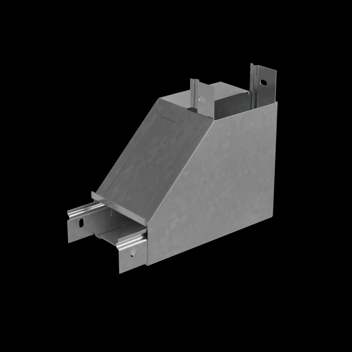 Угол верт. внутр. R 50х50 мм с разворотом трассы на 90 гр. ПЛЮС INOX304 Угол верт. внутр. R 50х50 мм с разворотом трассы на 90 гр. ПЛЮС INOX304