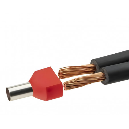 Наконечник-гильза двойная с изолир.фланцем 1 кв.мм красный (НШВИ2)