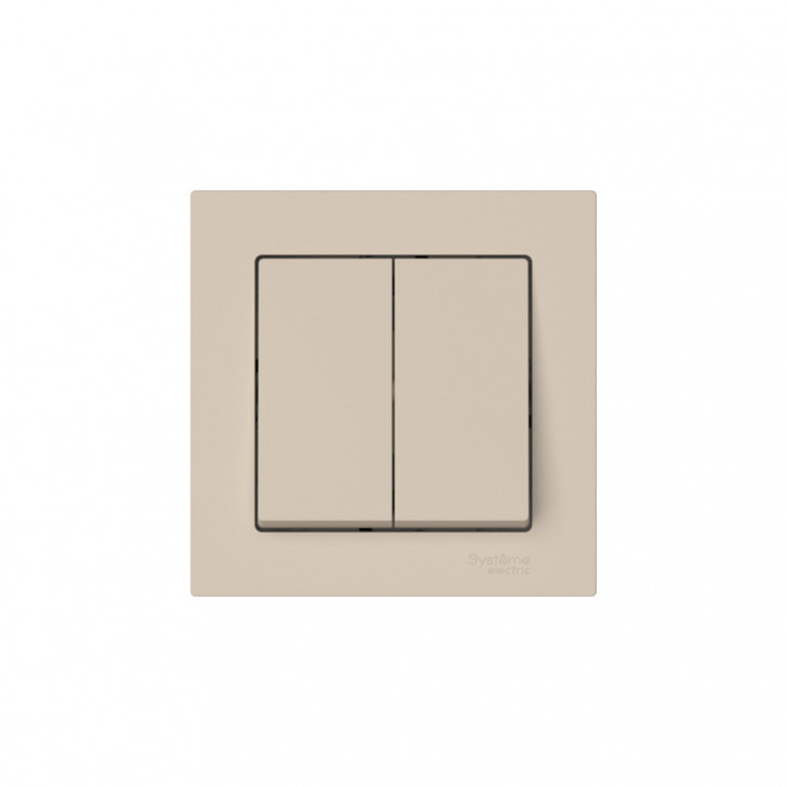 ATLASDESIGN 2-клавишный ВЫКЛЮЧАТЕЛЬ, сх.5, 10АХ, в сборе, быстрозажимные клеммы, ПЕСОЧНЫЙ