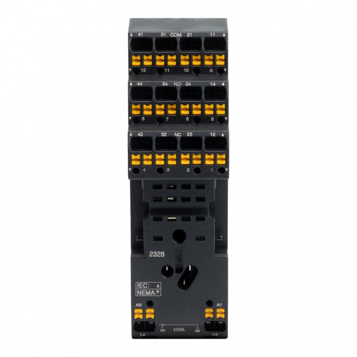 Колодка с клеммами push-in для реле на 4 группы: IR-24DC/220DC/230AC-4CO