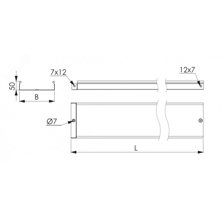 Лоток 600х50 L 3000 толщ. 1,5 мм, цинк-ламельный