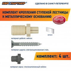 Крепление для ступеней лестницы к металлическому основанию PLM (4шт.)