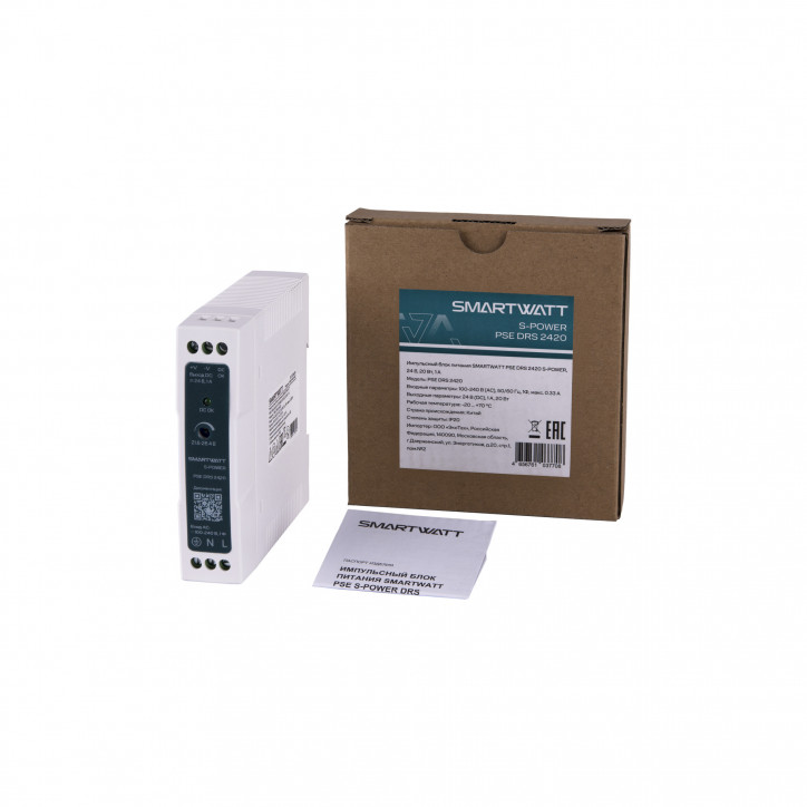 Импульсный блок питания SMARTWATT PSE DRS 2420 S-POWER, 24 В, 20 Вт, 1 А