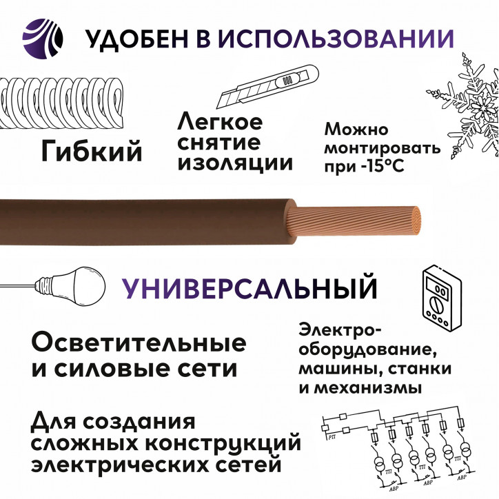 Провод силовой ПуГВнг(А)-LS 1х0,5коричневый Провод силовой ПуГВнг(А)-LS 1х0,5коричневый