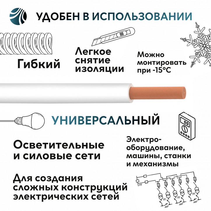 Провод силовой ПуГВнг (А)-LSLTx 1х1.5белый Провод силовой ПуГВнг (А)-LSLTx 1х1.5белый