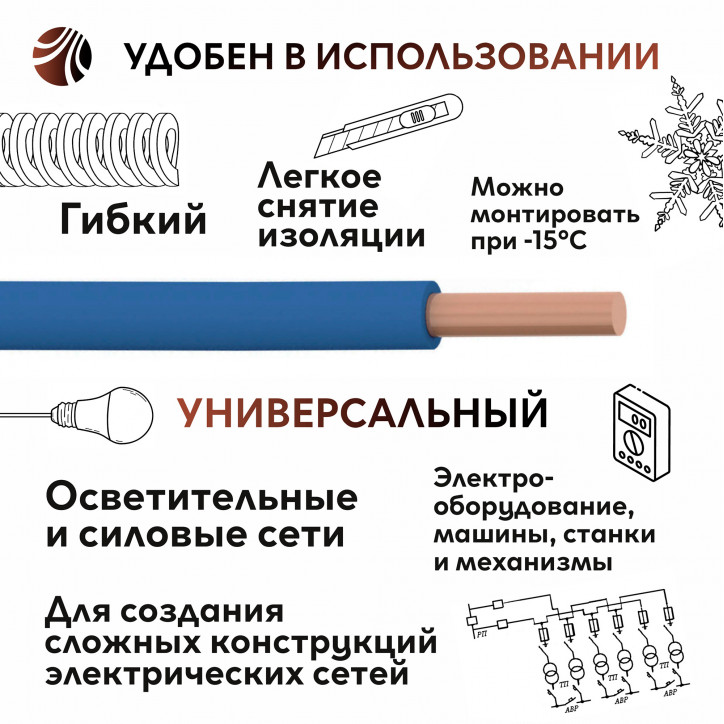 Провод силовой ПуВнг(А)-LS 1х1,5голубой Провод силовой ПуВнг(А)-LS 1х1,5голубой