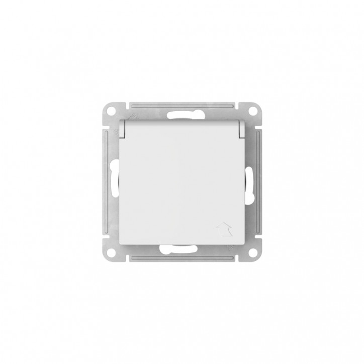 ATLASDESIGN РОЗЕТКА с заземлемлением со шторкой с крышкой, 16А ,IP20, быстрозажимные клеммы, БЕЛЫЙ