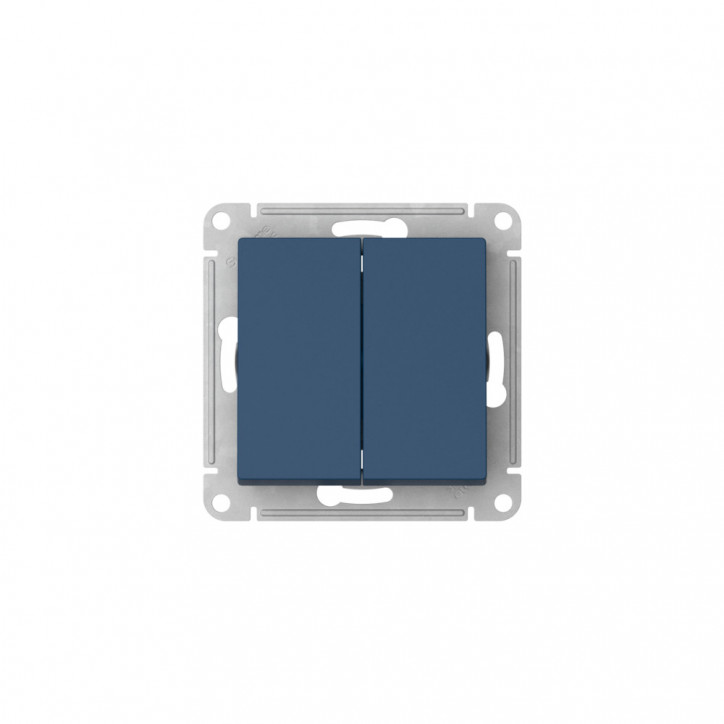 ATLASDESIGN 2-клавишный ПЕРЕКЛЮЧАТЕЛЬ, сх.6/2, 10АХ, быстрозажимные клеммы, АКВАМАРИН