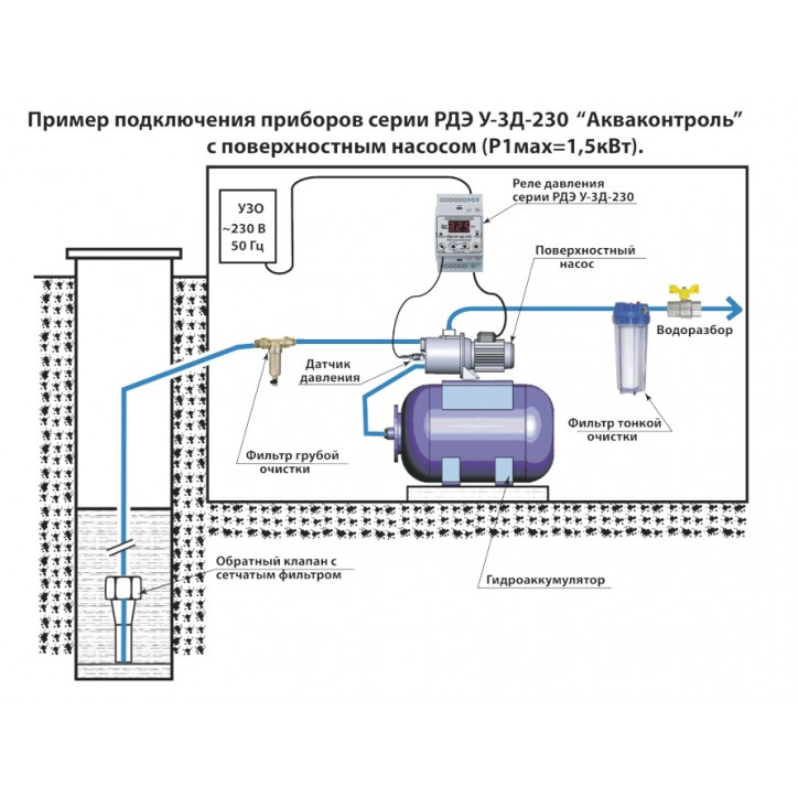 РДЭ У-3Д-230-1-10 Реле Давления Электронное Extra Акваконтроль (1,5кВт)