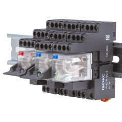 Реле миниатюрное промышленное общего назначения, 4CO, ком. ток 6А, AgSnO2, напряжение 230V AC, опция: тест-кнопка+светодиод