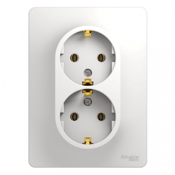 GLOSSA Розетка двойная с заземлением в сборе белая GLOSSA Розетка двойная с заземлением в сборе белая