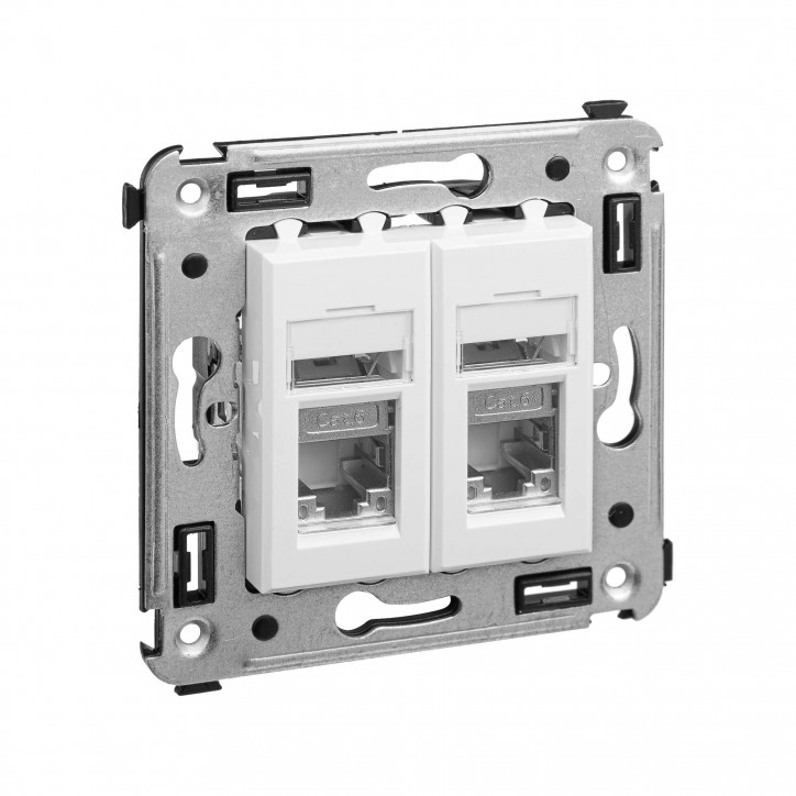Avanti Розетка RJ-45 в стену, кат.6 двойная экранированная, ''Белое облако'' Avanti Розетка RJ-45 в стену, кат.6 двойная экранированная, ''Белое облако''