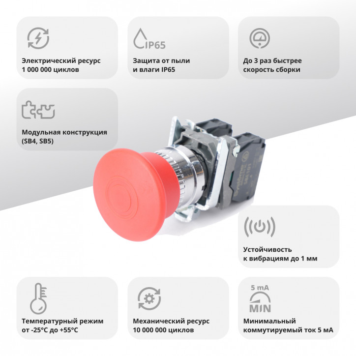 Кнопка аварийного останова SB4 в сборе 22мм 40мм тяни-толкай металл 1НО+1НЗ Кнопка аварийного останова SB4 в сборе 22мм 40мм тяни-толкай металл 1НО+1НЗ