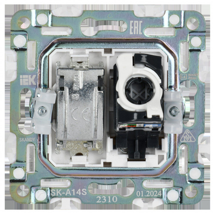 SKANDY Розетка двойная TV+RJ45 кат.5E SK-A14S серебряный IEK