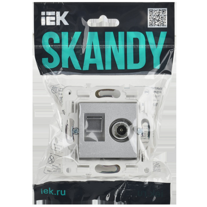 SKANDY Розетка двойная TV+RJ45 кат.5E SK-A14S серебряный IEK