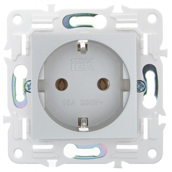 SKANDY Розетка с заземлением без защитных шторок 16А SK-R05S серебряный IEK SKANDY Розетка с заземлением без защитных шторок 16А SK-R05S серебряный IEK