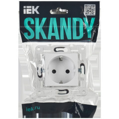 SKANDY Розетка с заземлением с защитными шторками 16А SK-R04W арктический белый IEK