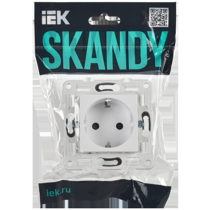 SKANDY Розетка с заземлением с защитными шторками 16А SK-R04W арктический белый IEK