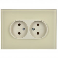 SKANDY Розетка 2-местная без заземления без защитных шторок для плоской вилки 10А SK-R03B стекло беж