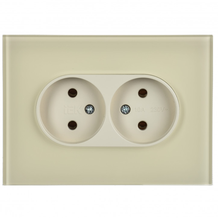 SKANDY Розетка 2-местная без заземления без защитных шторок для плоской вилки 10А SK-R03B стекло беж SKANDY Розетка 2-местная без заземления без защитных шторок для плоской вилки 10А SK-R03B стекло беж