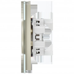 SKANDY Розетка 2-местная без заземления без защитных шторок для плоской вилки 10А SK-R03B стекло беж