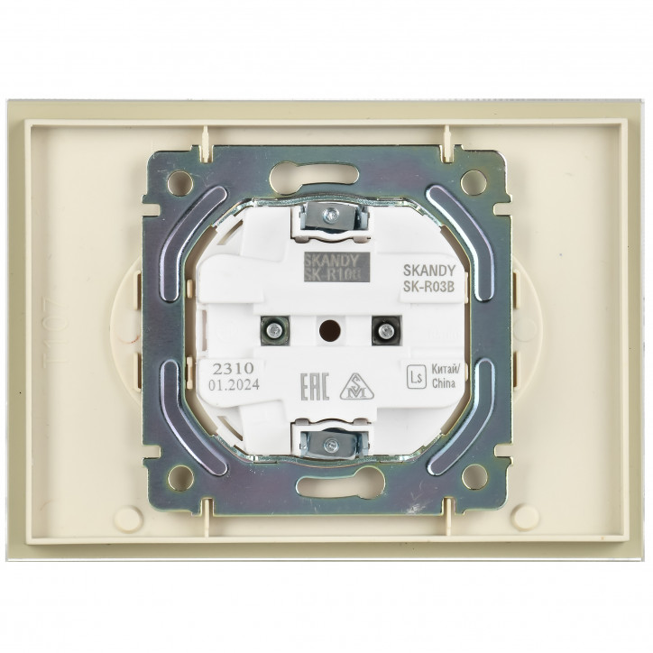 SKANDY Розетка 2-местная без заземления без защитных шторок для плоской вилки 10А SK-R03B стекло беж SKANDY Розетка 2-местная без заземления без защитных шторок для плоской вилки 10А SK-R03B стекло беж