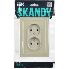 SKANDY Розетка 2-местная без заземления без защитных шторок для плоской вилки 10А SK-R03B стекло беж