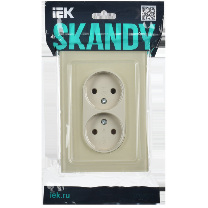 SKANDY Розетка 2-местная без заземления без защитных шторок для плоской вилки 10А SK-R03B стекло беж SKANDY Розетка 2-местная без заземления без защитных шторок для плоской вилки 10А SK-R03B стекло беж