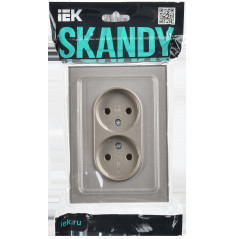 SKANDY Розетка 2-местная без заземления без защитных шторок для плоской вилки 10А SK-R03Sh стекло ша