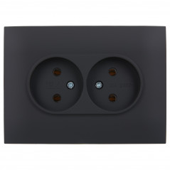 SKANDY Розетка 2-местная без заземления без защитных шторок 10А в сборе SK-R10G графит IEK