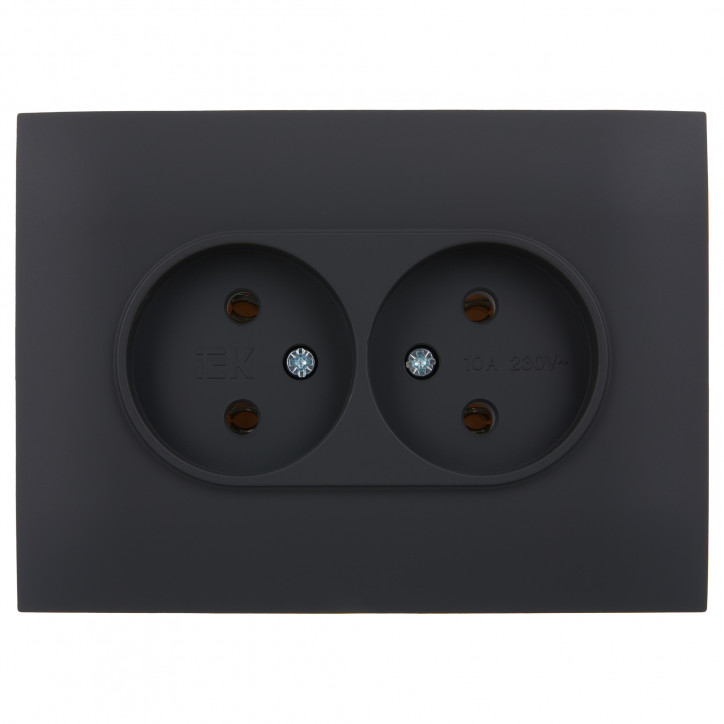 SKANDY Розетка 2-местная без заземления без защитных шторок 10А в сборе SK-R10G графит IEK SKANDY Розетка 2-местная без заземления без защитных шторок 10А в сборе SK-R10G графит IEK