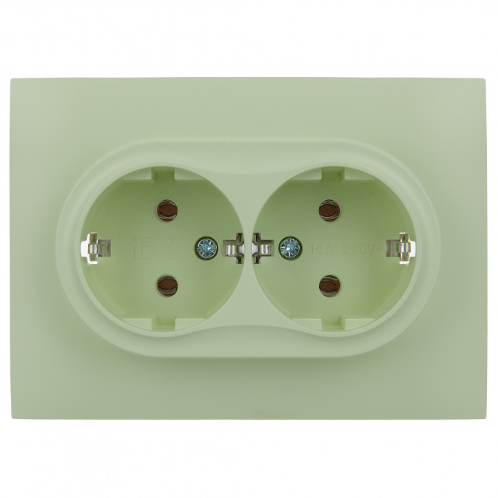 SKANDY Розетка 2-местная с заземлением без защитных шторок 16А в сборе SK-R08G мятный IEK SKANDY Розетка 2-местная с заземлением без защитных шторок 16А в сборе SK-R08G мятный IEK
